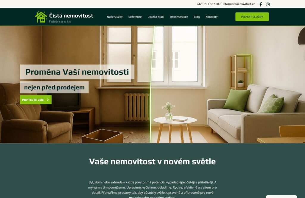 Ukázka webu CistaNemovitost.cz