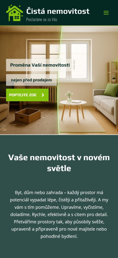 Ukázka webu CistaNemovitost.cz