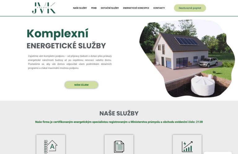 Ukázka webu JVKenergy.cz