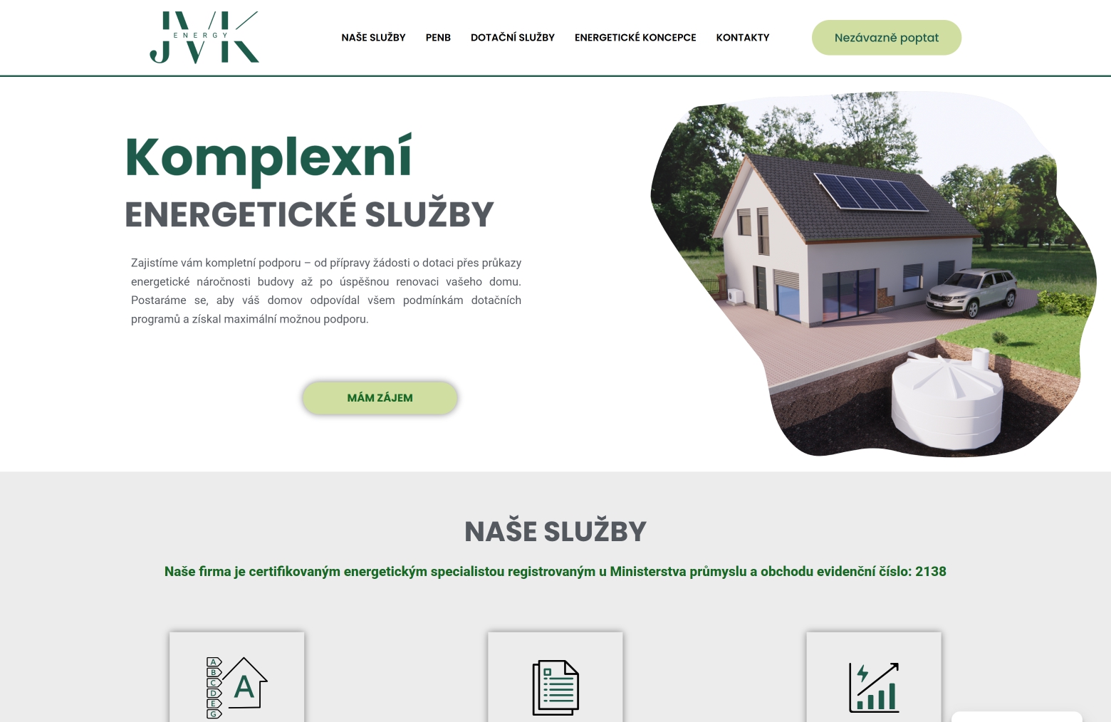 Ukázka webu JVKenergy.cz